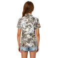 thumbnail image 7 of Kids Girls Short Sleeve Polo Shirt, Tree Leaf Camo Printed Polyester Top, Casual Outdoor Daily Wear Children Collared T-Shirt,Light Gray,120, 7 of 7
