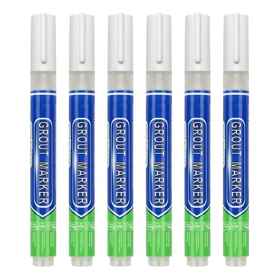 Grout Pen, White, Pack Of 6 Joint Pens, Grout Restoration Pen With Replacement Tip, Waterproof Joint Pen, Tile Pen, Joints, Repair Marker For Tiles, Wall, Floor, Bathroom And Kitchen