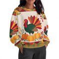 thumbnail image 2 of JTZGDY Thankgiving Day Sweatshirts for Women Teen Girls Vintage Turkey Pumpkin Maple Print Long Sleeve Crewneck Graphic T-Shirts Loose Lightweight Dressy Pullover Tops Multicolor#01 S, 2 of 10