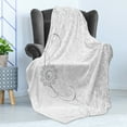 thumbnail image 4 of Grey Soft Flannel Fleece Throw Blanket, Lace Inspired Flourish Motifs Background with Bridal Flower Border Wedding Pattern, Cozy Plush for Indoor and Outdoor Use, 70" x 90", Grey White, by Ambesonne, 4 of 5