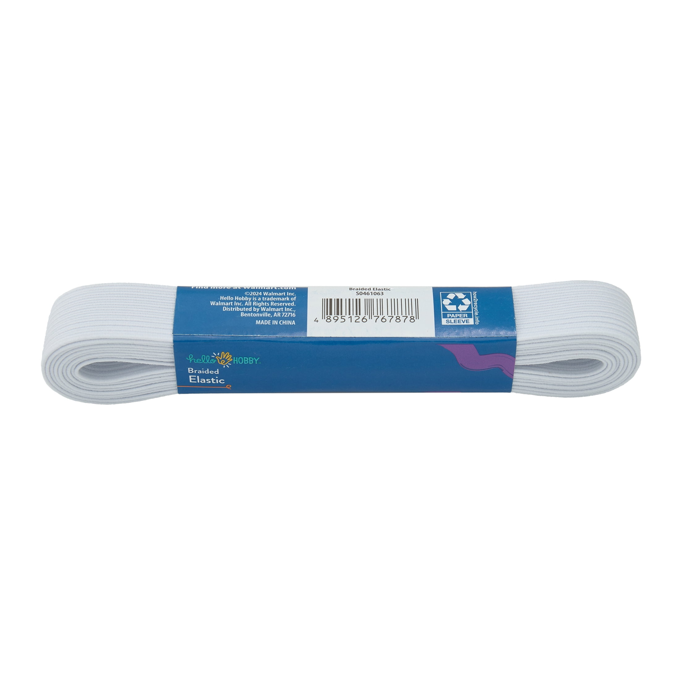(4 pack) Hello Hobby White 3/4-Inch Braided Elastic for Sewing & Crafting, 3-Yard Roll