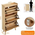 thumbnail image 4 of Ourlova Shoe Cabinet Hidden Shoe Storage with 3 Flip Rattan FlipDrawer and AntiTip Design Shoe Cabinet 1820 Pairs Storage Organizer MDF Frame, 4 of 7