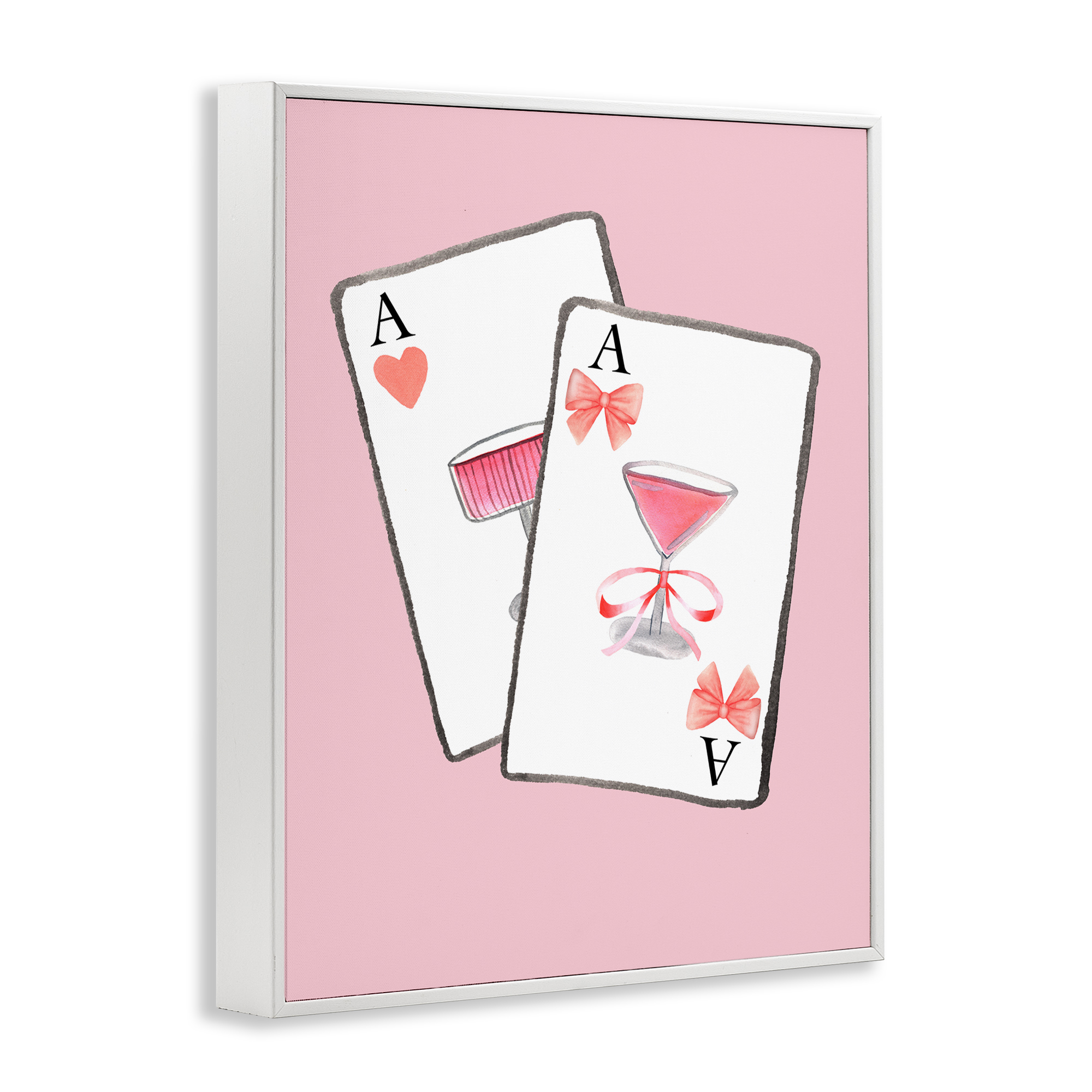 Cocktail Aces Cards White Framed Giclee Art, design by Nina Jacobs