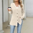 thumbnail image 5 of Edvintorg Long Cardigans for Women Solid Color Long Sleeve Button Down Knit Cardigan Fall Open Front Cardigans Sweater Women Clothing S-2XL Beige, 5 of 8
