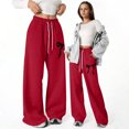 thumbnail image 6 of Girls Baggy Sweatpants Bow Straight Leg Lightweight Drawstring Pants with Pockets Spring Casual 4-16 Years Red 120, 6 of 7
