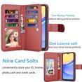 thumbnail image 3 of Galaxy A15 5G 6.5" Case, Samsung A15 5G Wallet Magnetic Detachable with 9 Card Holder for Women Men, Luxury Leather Wristlet Strap Carrying Folio Flip Cover for Samsung Galaxy A15 5G, Wine, 3 of 6
