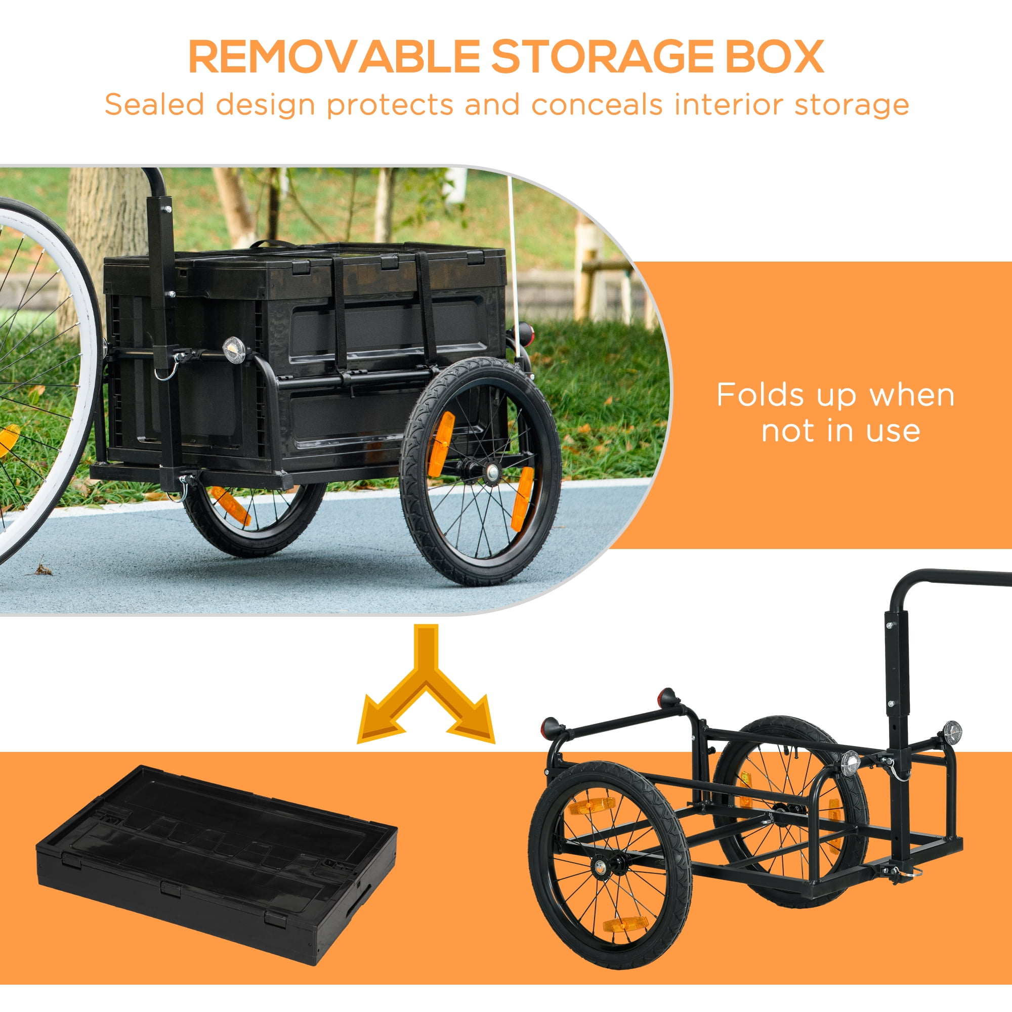 Bicycle Trailer Wagon Cart with Removable Storage Box