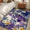 thumbnail image 4 of 3'x5' Area Rugs, Spring Floral Indoor Outdoor Area Rug for Living Room Bedroom, Purple Tulips Hydrangeas Butterflies Beige Washable Bathroom Rugs Kitchen Floor Carpet Mats Home Decor Aesthetic, 4 of 8