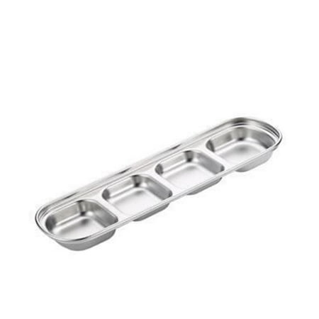 

MATHOWAL Stainless Steel Sauce Dish Sushi Dipping Plate Appetizer Serving Tray Seasoning Container Condiment Tray for Restaurant Kitchen