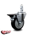 thumbnail image 2 of 4 Inch Black Polyurethane Wheel Swivel 7/8 Inch Square Stem Caster with Brake, 2 of 2