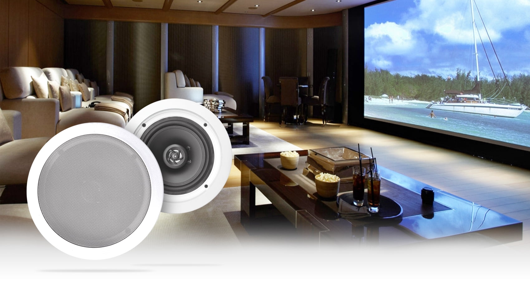 Rockville RPA70WBT Bluetooth Karaoke Amplifier+(4) 6.5" Ceiling Speakers+Mics