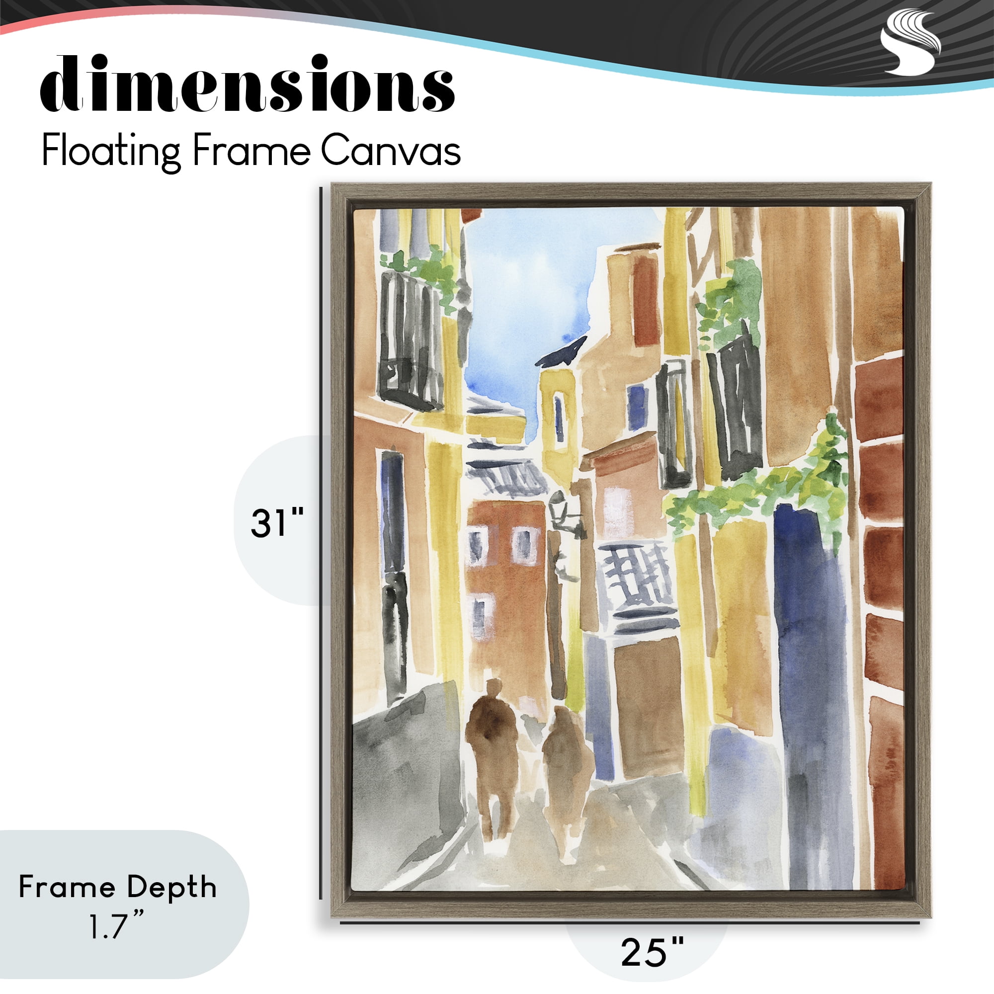 Stupell Industries Calles de Madrid Architecture Brown Framed Floater Canvas Wall Art, design by June Erica Vess