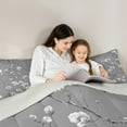 thumbnail image 5 of Manfei Chic Plum Blossom Bedding Comforter Set, Vintage White Floral Twin Comforter Sets, Gray Aesthetic Bedding Set for Girls Women, Ultra Soft Home Decor, 2pcs Reversible, 5 of 8