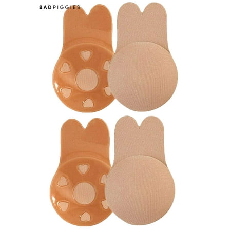 BadPiggies 2 Pairs Rabbit Ear Women Invisible Bra Self Adhesive Strapless Backless Breathable Lifting (A to F) Cup