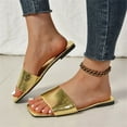 thumbnail image 6 of Vortread Women's Stone-Textured Leather Slides , Golden Lightweight Flat Sandals Size 10, 6 of 6