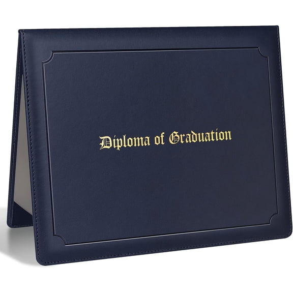 Imprinted Diploma Cover 8.5''x 11'' Leatherette Padded Diploma Holder Graduation Certificate Covers Letter Size (Navy Blue)