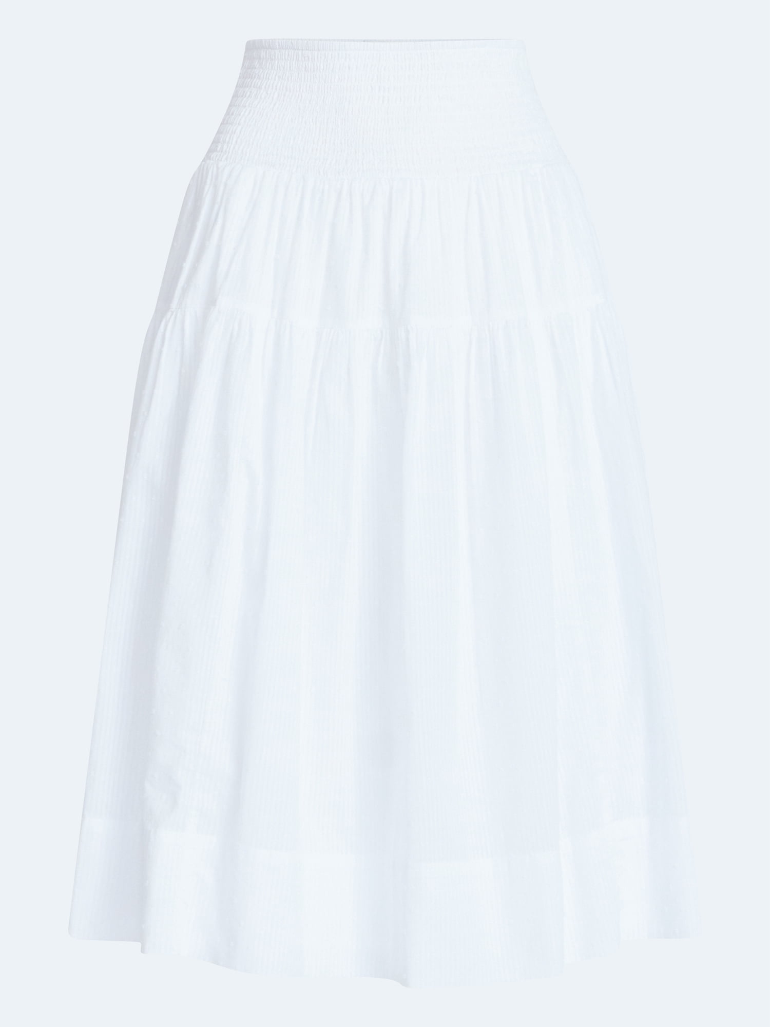 Free Assembly Women's Smocked Waist Cotton Midi Skirt, Sizes XS-XXL