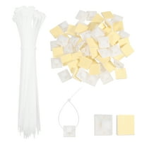 Uxcell 100Set Cable Tie Zip Self Adhesive Mounts Set 6 Inch Nylon Cable Ties, White