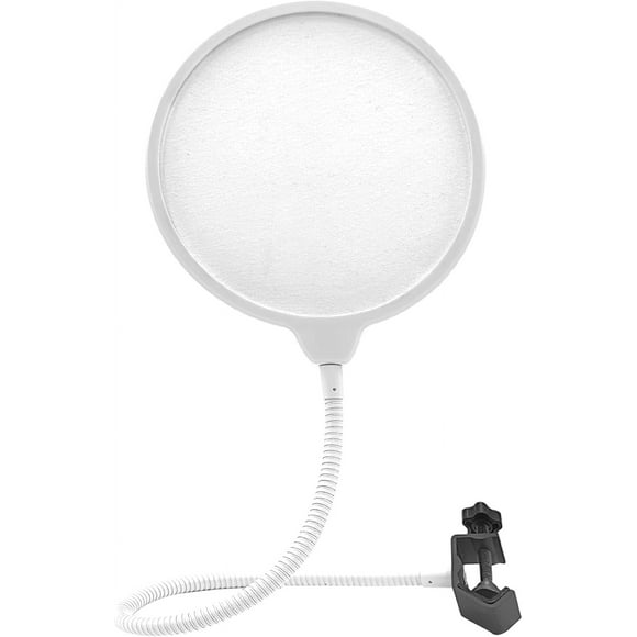 Woeilo Pop Filter for Recording Microphone, Large Dual-Layer Recording Studio Pop Shield, Flexible Metal Gooseneck Professional Pop Filter (White)