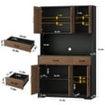 thumbnail image 4 of Homfa 71" Kitchen Pantry with Charging Station, Freestanding Cupboard with Adjustable Shelves, Floor Cabinet for Dining Room, Black&Brown, 4 of 7