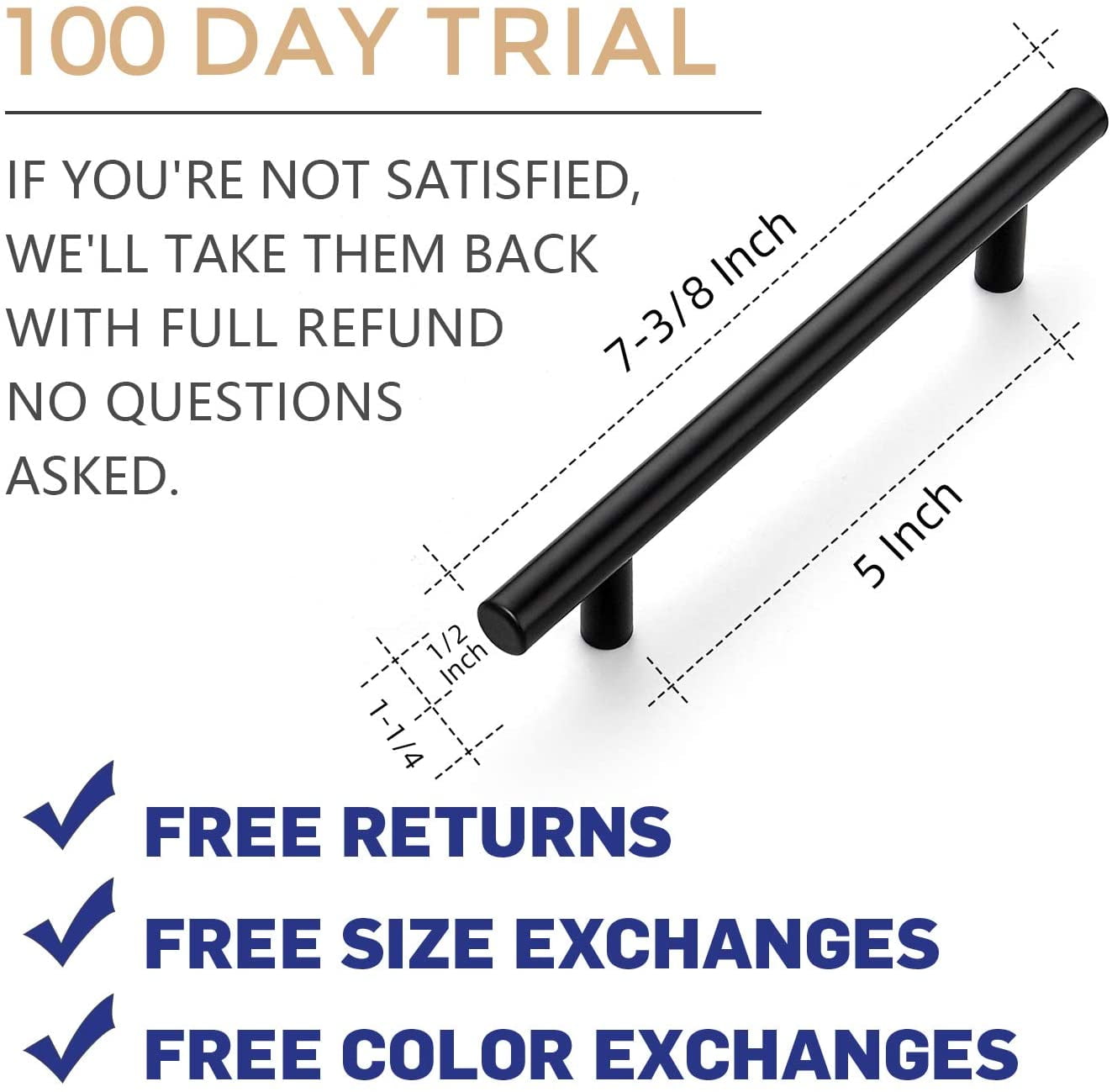 Ravinte 30 Pack 7-3/8 Inch Black Cabinet Pulls Kitchen Drawer Handles 5 inch Hole Center Matte Black Cabinet Hardware Stainless Steel