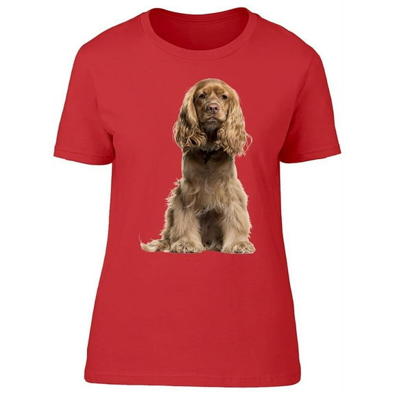 Spaniel Dog Sitting T-Shirt Women -Image by Shutterstock, Female Large