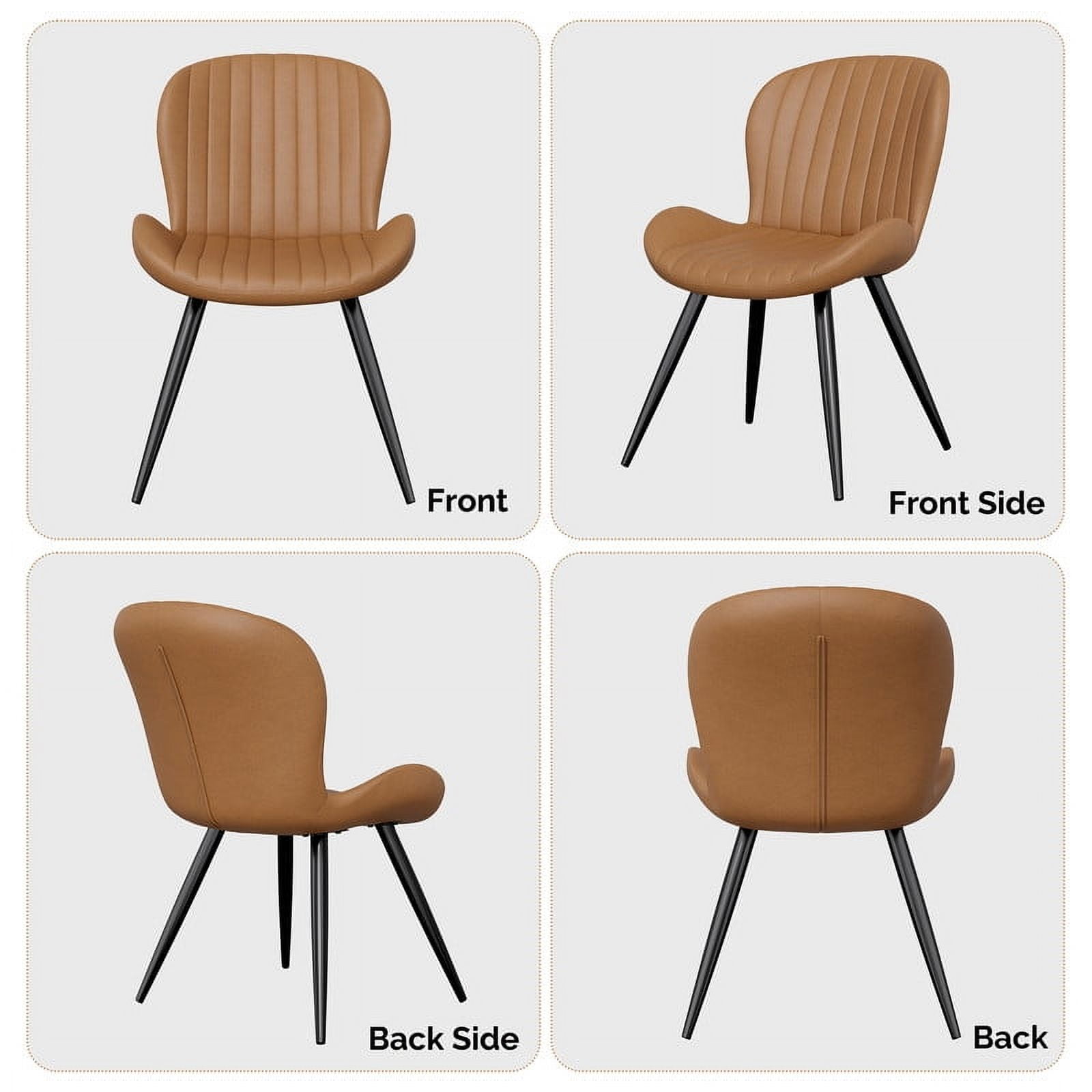 Hawsaiy Upholstered Dining Chairs Set of 6, Modern Kitchen Chairs with Backrest and Metal Legs, 19" Seat Height,Brown