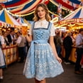 thumbnail image 4 of Dirndl Dresses Women Oktoberfest Dress German Clothing Short-sleeve dress Costume Halloween Party (Light Blue,M), 4 of 5