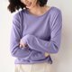 thumbnail image 2 of Sudaderas con capucha para mujer,Blusa de punto de color liso para mujer, manga larga, cuello redondo, material acrílico, top informal de moda para uso doméstico y diario, sopatenor, 2 of 8