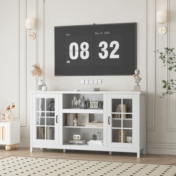 Accreate Entertainment Center for 65 Inch TVs, Modern Wood TV Stand with Storage Cabinets for Living Room