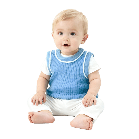 Knitted Baby Contrast Trim Sweater Vest Pullover Sleeveless Sweatshirt