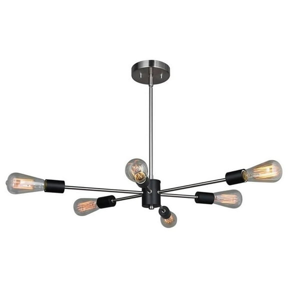 Woodbridge Lighting Ethan 6-light Metal Convertible Pendant in Nickel/Black