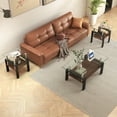 thumbnail image 3 of Euroco Set of 2 Modern Tempered Glass Tea Table,Tempered Glass Tabletop with MDF Layer,Coffee Table,End Table, Square Table for Living Room, Transparent/Black, 3 of 9