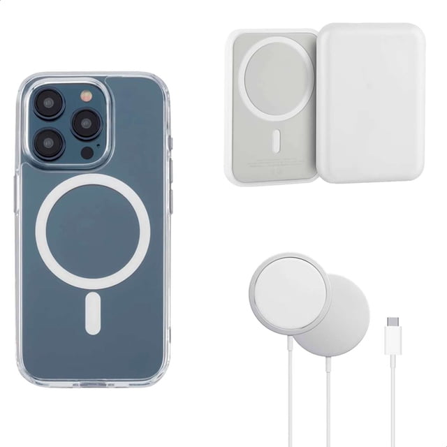 YUWY Kit Accesorios Compatibles Con MagSafe Para iPhone 15 Pro Antigolpes Combo de Funda Batería y Base Para iPhone 15 Pro Kit Accesorios Regalo Para iPhone