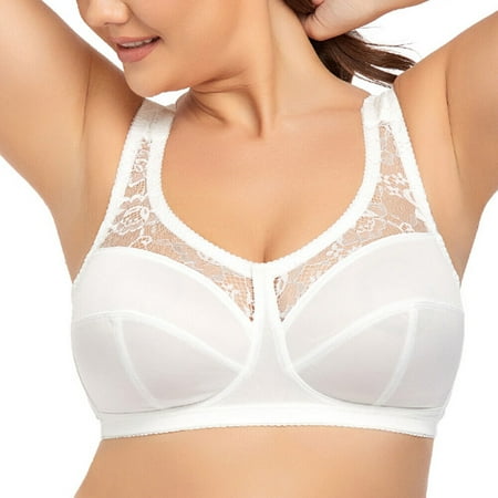 Women s Lace Wirefree Bra Full Figure Plus Size Lift Support Unlined Minimizer 40C