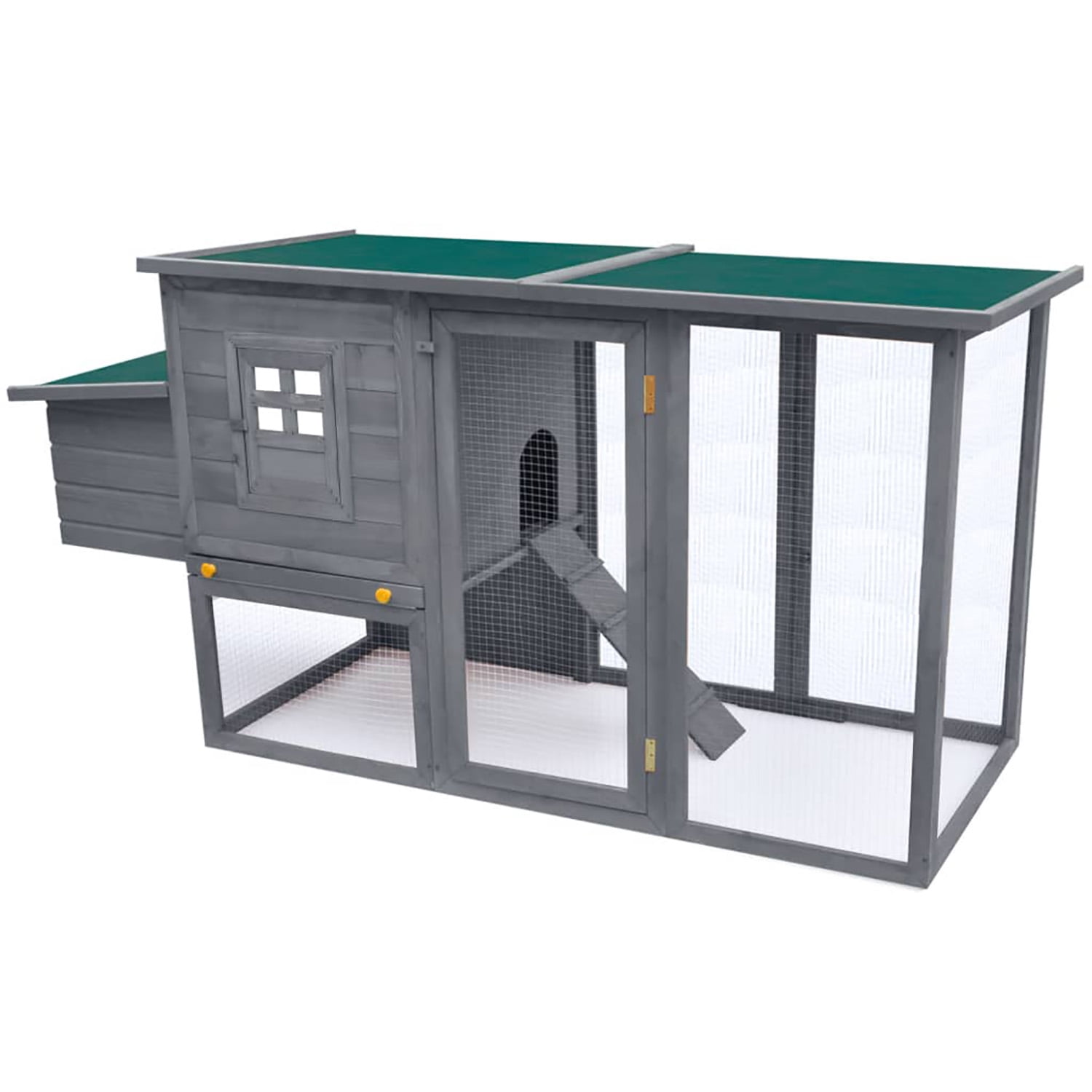 Pefilos 79.5" Wooden Rabbit Hutch with Waterproof Roof, Bunny Cage Pull-Out Tray, Hen House Egg Cage for Poultry Hutch & Egg-Laying Coop, Gray Pefilos 79.5" Wooden Rabbit Hutch with Waterproof Roof, Bunny Cage Pull-Out Tray, Hen House Egg Cage for Poultry Hutch & Egg-Laying Coop, Gray