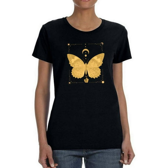 Golden Butterfly T-Shirt Women -Smartprints Designs, Female 3X-Large