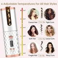 thumbnail image 3 of Cordless Hair Curler,Portable Hair Curler,Automatic Curling Iron, Rechargeable Hair Curler  with 6 Temp & Timer LCD Display ,Fast Heating & Auto Shut Off  Ceramic Rotating Hair Curler(White), 3 of 7