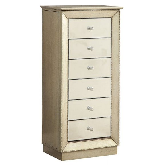 Bowery Hill Jewelry Armoire in Antique Gold