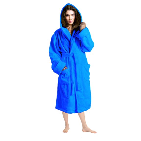 skylinewears women's 100% terry cotton bathrobe toweling hooded robe charcoal medium
