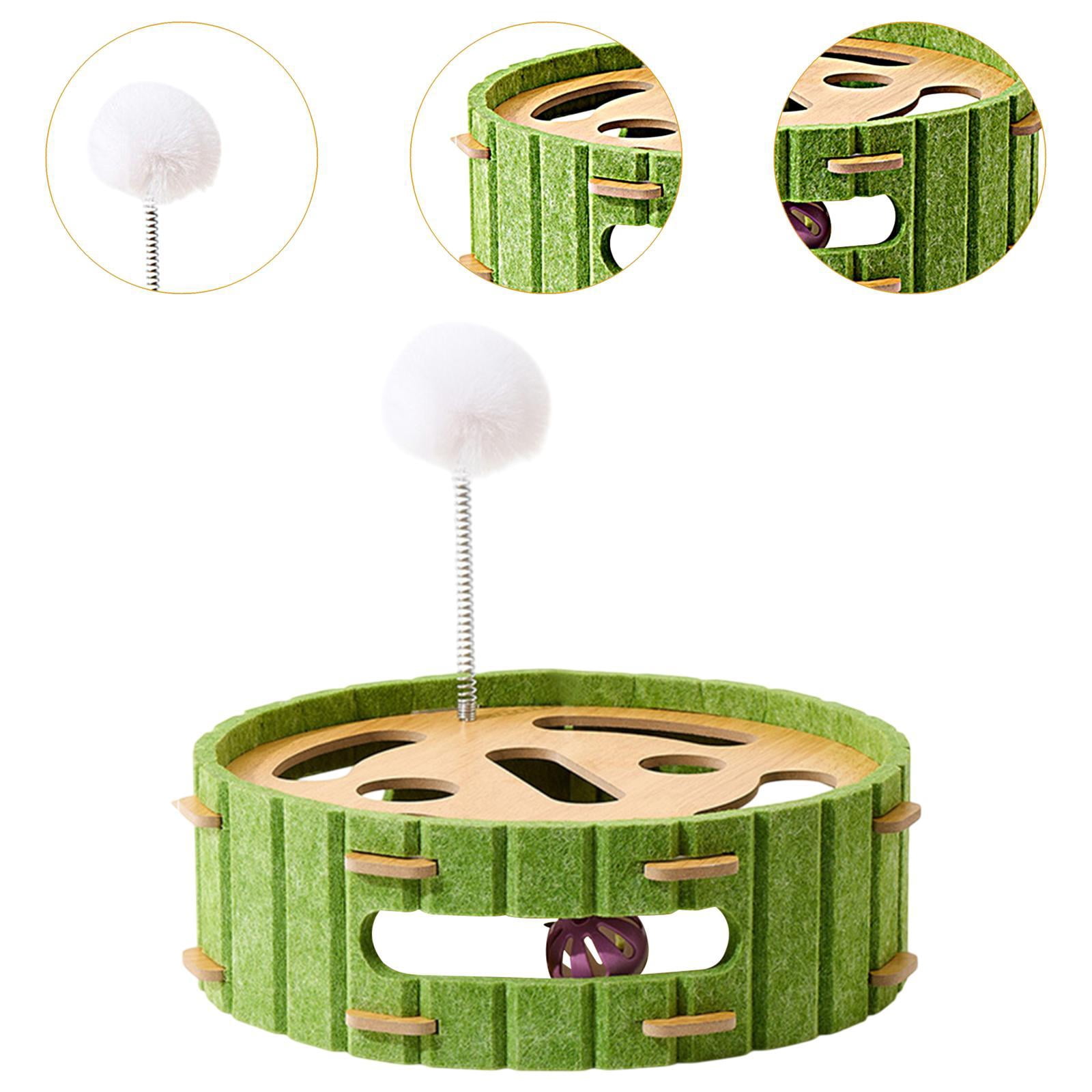 Serenable Cat Scratcher Toy with Interactive Balls Cat Scratching Board Accessory Puzzles Ball Track for Training Indoor Kitten Clawing Round