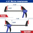 thumbnail image 3 of Pinzas de barra WORKPRO Mini para carpintería, 4 piezas, 150 libras, 3 of 9