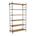 thumbnail image 6 of DecMode 49" x 87" Brown Wood Rectangular 6-Tier Shelving Unit with Black Metal Ladder Frames, 1-Piece, 6 of 9