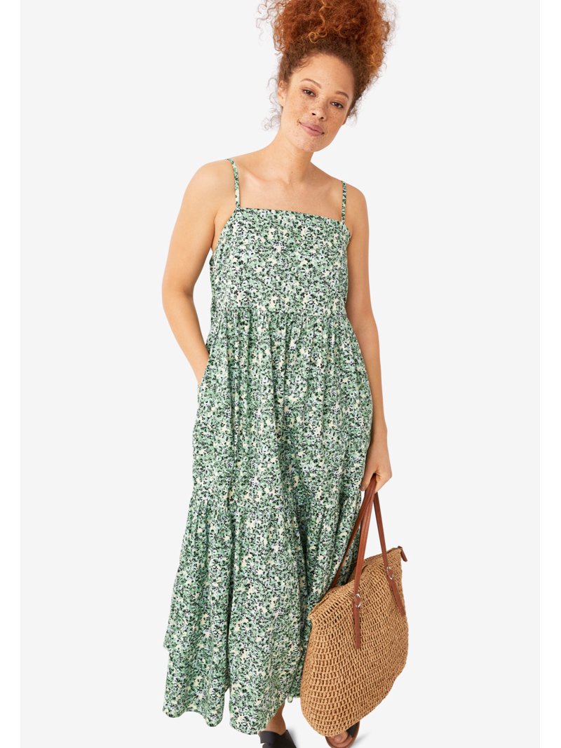 green emerald velvet dress It's Another Day Green Ditsy Floral Midi Dress – Shop the Mint main image 0