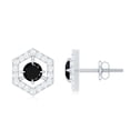 thumbnail image 3 of Rosec Jewels Minimal Stud Earrings with Black Spinel and Diamond for Women - AAA Grade, 10K White Gold, 3 of 8