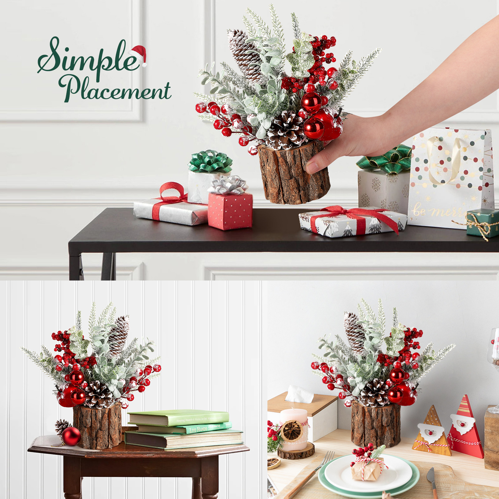 Ayieyill Artificial Mini Tabletop Christmas Tree Red photo 3