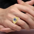 thumbnail image 2 of RYLOS Men's Rings 14K Yellow Gold Designer Gypsy 7MM Round Gemstone & Diamond Ring Blue Star Sapphire September  Size 11, 2 of 6