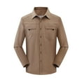 thumbnail image 1 of Blusa y camisa de manga larga con cuello vuelto para hombre, estilo casual, color liso, bolsillos cargo, botones y cremallera, blusa de manga larga con cuello vuelto, blusa de poliéster para hombre, 1 of 3