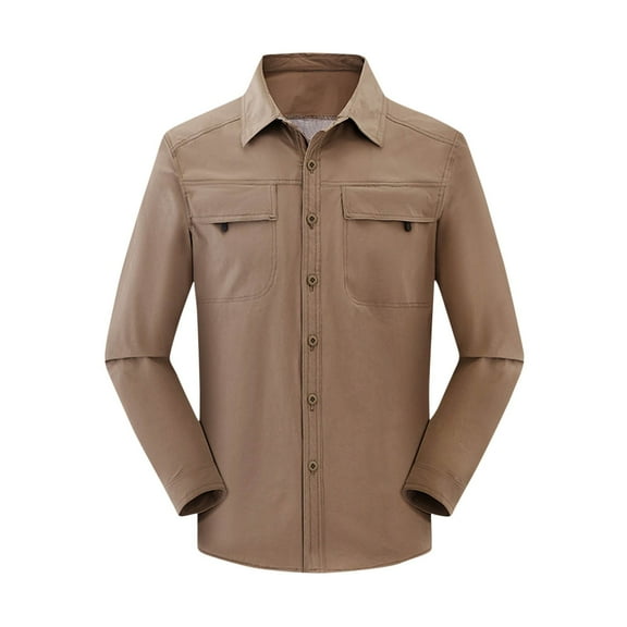 SHTXOZHI Men's Button Down Long Sleeve Shirts Business Casual Quick Dry Shirts for Hiking Travel