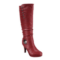 thumbnail image 1 of Bottes Mode Décontractées pour Femmes à Talons Hauts, Hauteur Genou, à Plateforme, à Fermeture Éclair Latérale et à Boucles ( Rouge, 7), 1 of 5